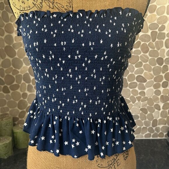 Strapless navy with white star tube top – size 11 to 13 - Picture 2 of 4